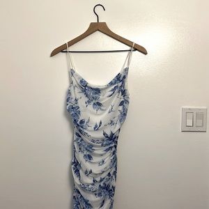 Slinky blue floral dress